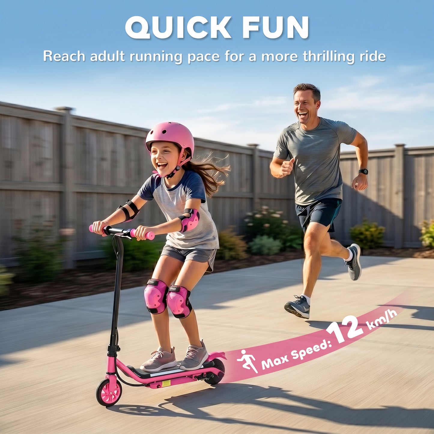 Electric Scooter for Kids Aged 6-14 Years, with Colourful Lights, Pink