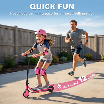 Electric Scooter for Kids Aged 6-14 Years, with Colourful Lights, Pink