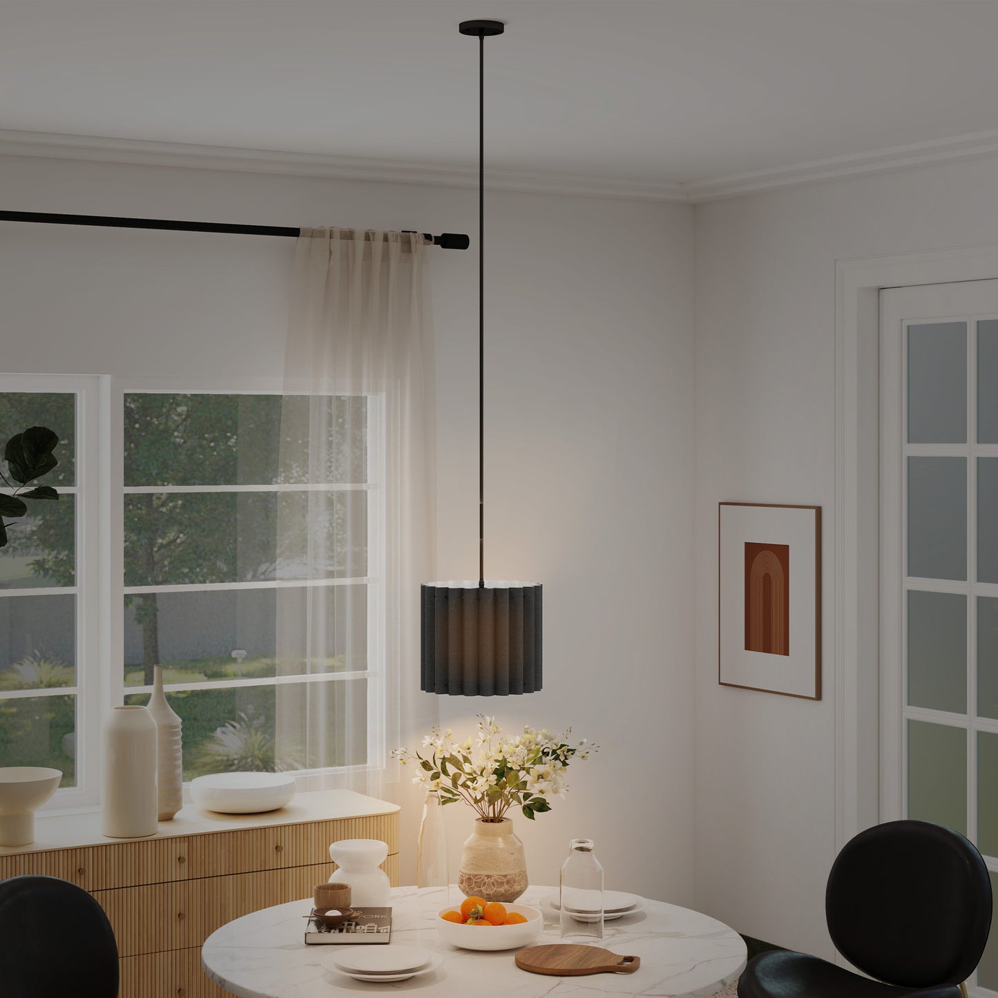 Linen Pendant Light, Bedside Ceiling Lamps with E27 Bulb, Modern Hanging Lights for Living Room, Bedroom, Kitchen, Hallway