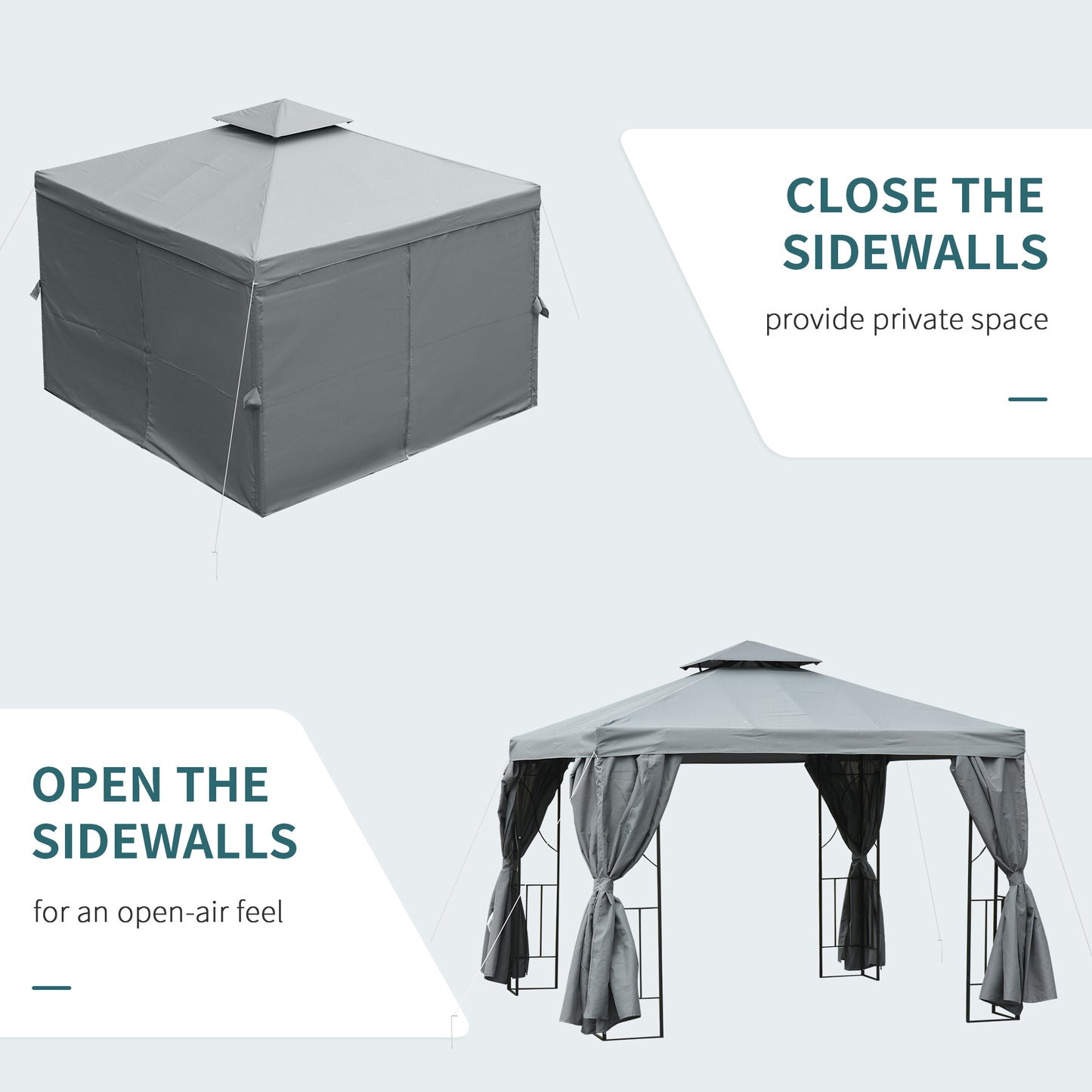 3 x 3 m Garden Gazebo Double Roof Marquee Patio Wedding Party Tent Canopy Shelter with Sidewalls, (Dark Grey)