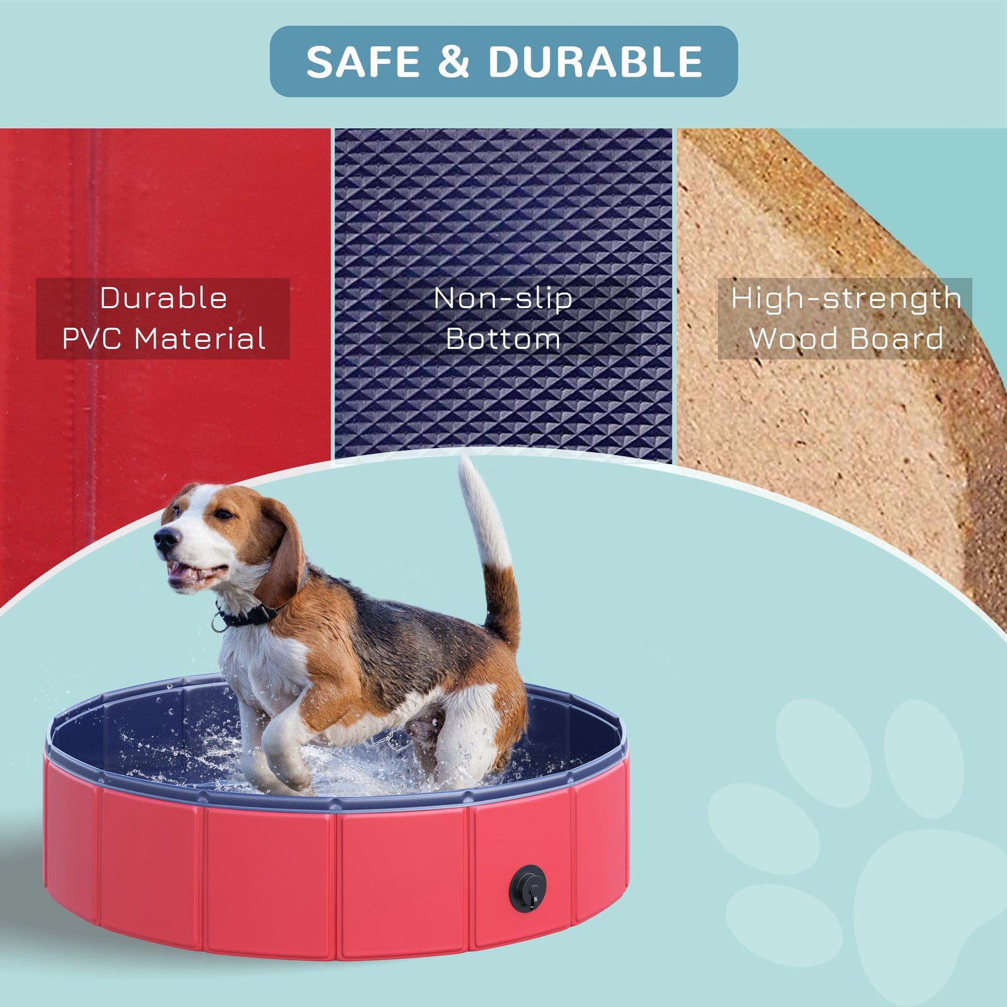 Foldable Dog Pool for Puppies and Ducks, Thickened PVC Dog Paddling Pool Bath Tub Hard Board