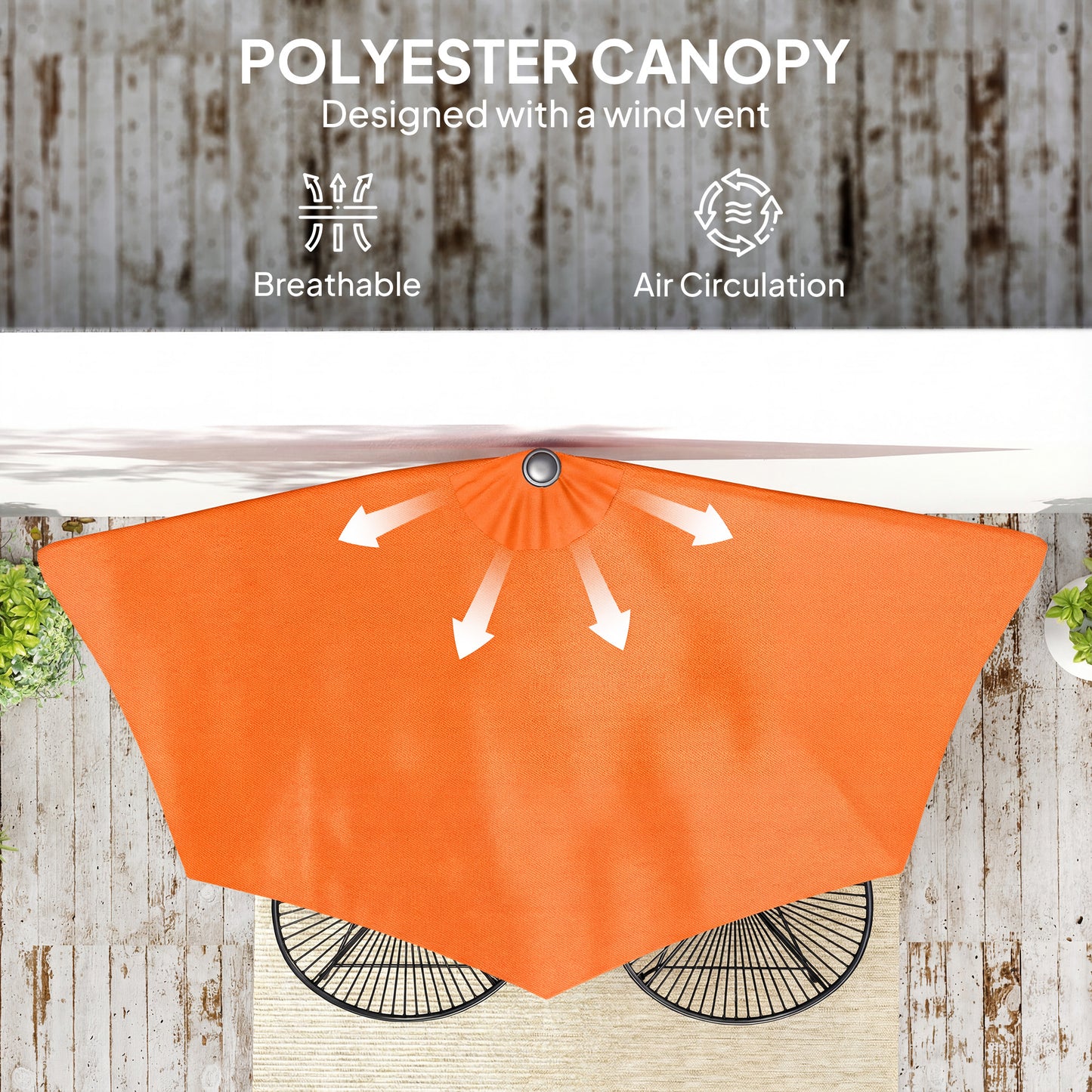 Half Round Parasol Umbrella - Orange