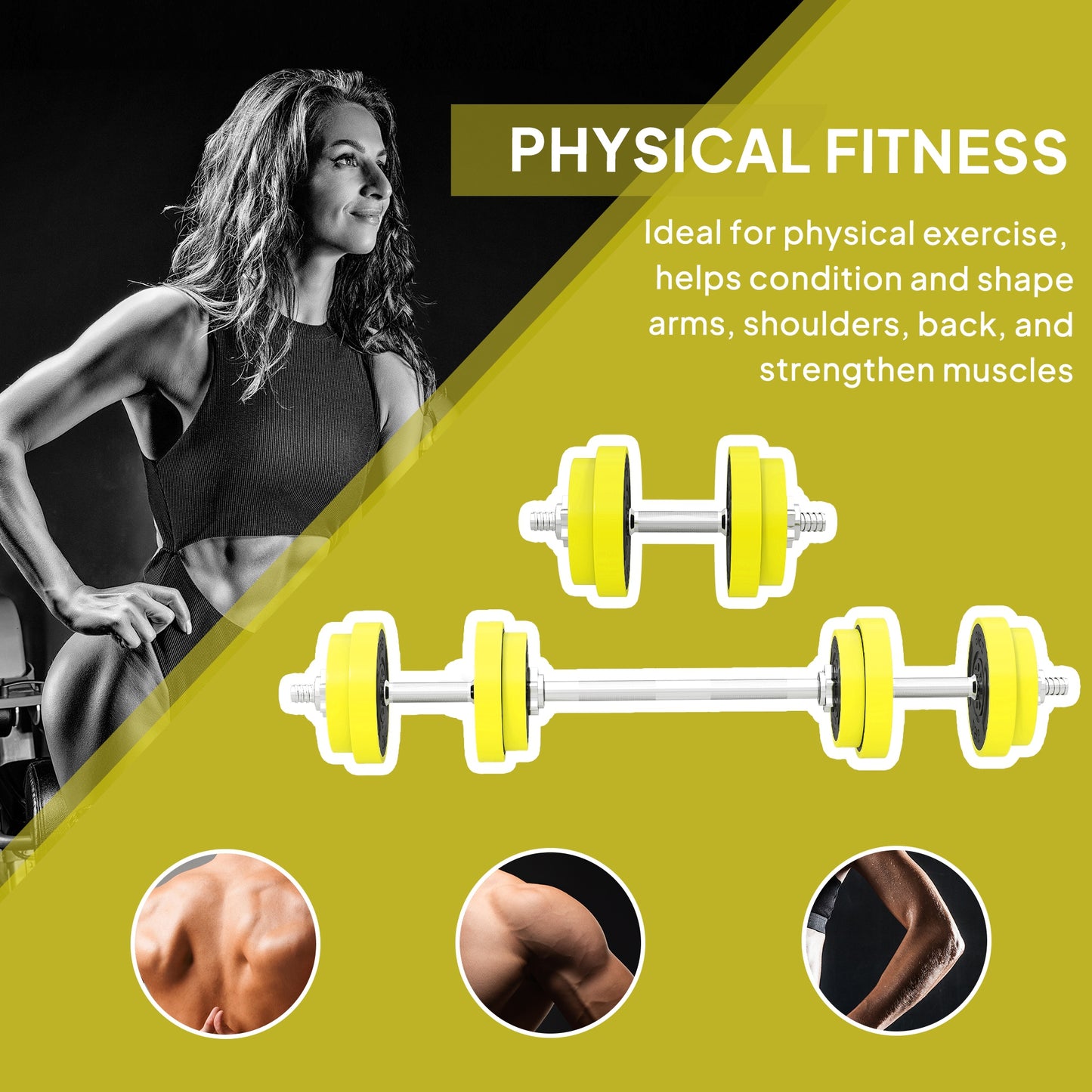 20KGS 2-In-1 Dumbbell & Barbell Adjustable Set Strength Muscle Exercise Fitness Plate Bar Clamp Rod Home Gym Sports Area