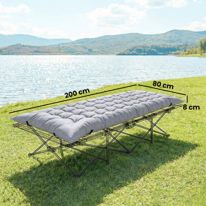 Sleeping Mat, Foldable Camping Mattress Pad with Elastic Straps, Light Grey