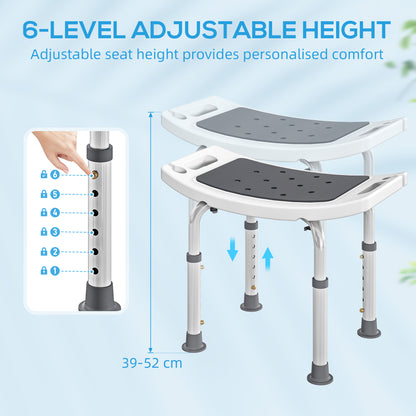 Shower Chair, Adjustable Height Shower Stool with Aluminium Frame and Non-Slip Feet