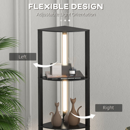 Corner Floor Lamp for Living Room Bedroom with Warm White LED Light, Modern Tall Standing Lamp, Black