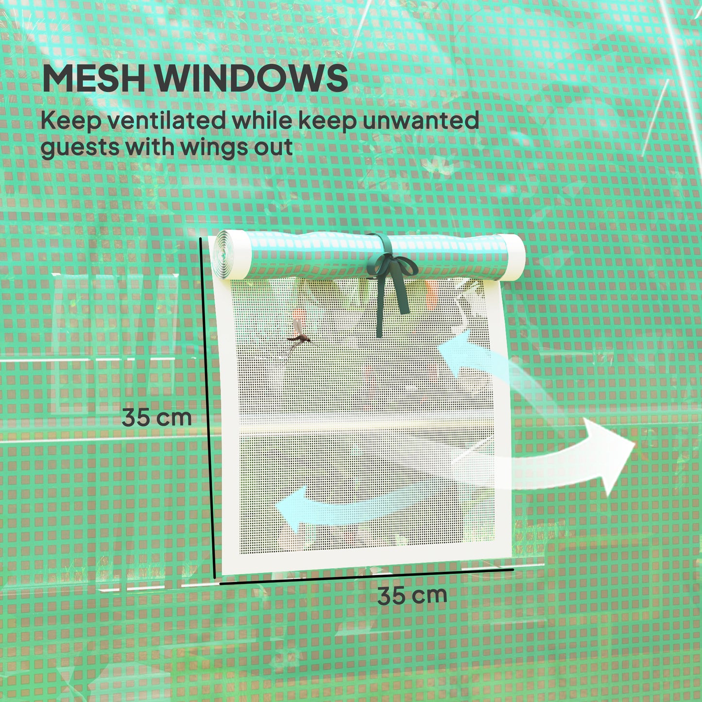 4 x 3 m Polytunnel Greenhouse, with Windows and Doors - Green