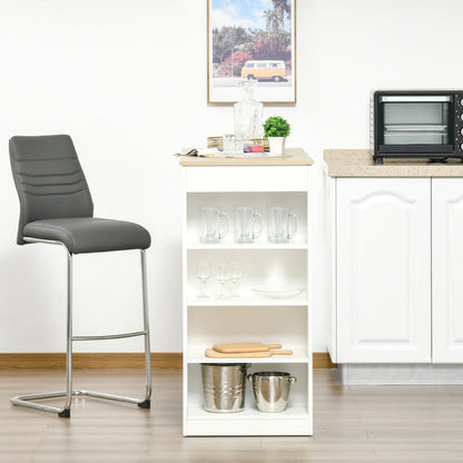 Bar Table, Dining Table with 4-Tier Storage Shelf for Breakfast Bar, Kitchen, Dining Room, Living Room, Natural
