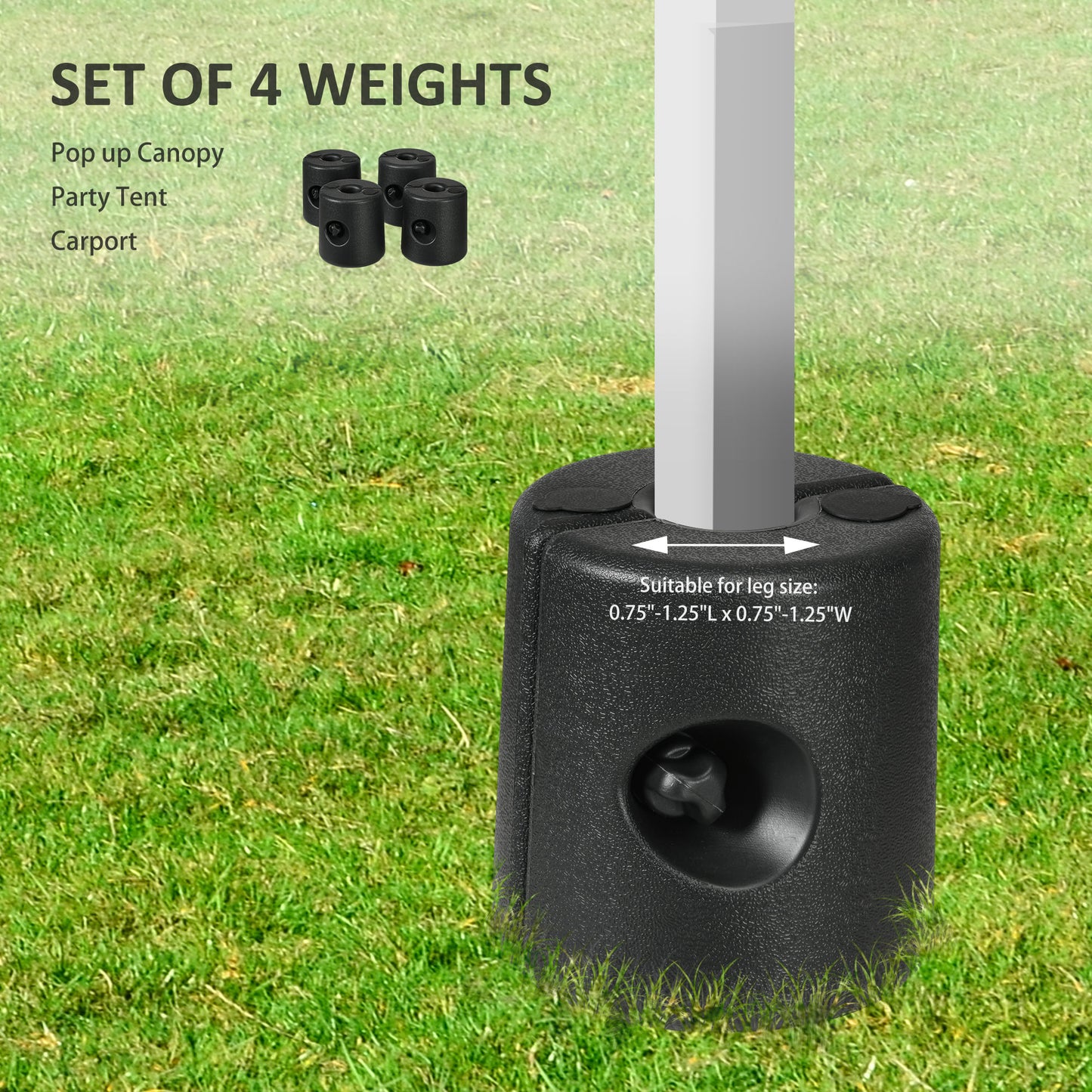 HDPE Tent Weights Set of 4, Canopy Weights, Fill with Water or Sand, 48KG