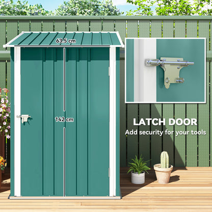 3.3 x 3.4ft Lean To Steel Garden Shed, with Locking Door - Green