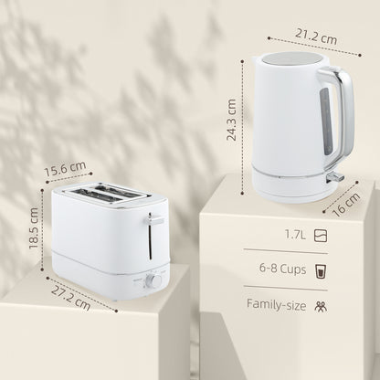 Kettle and Toaster Set, 1.7L 3000W Fast Boil Kettle & 2 Slice Toaster Kitchen Set with 6 Level Browning Controls, Defrost
