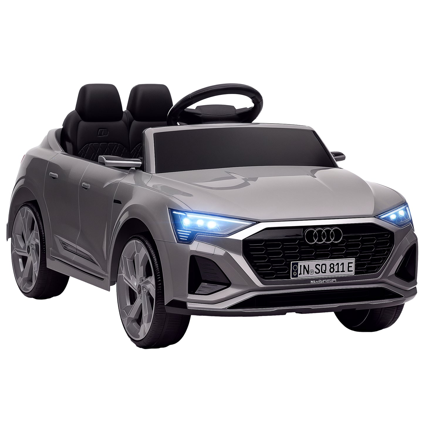 Audi Q8 e-tron Sportback Licensed 12V Ride on Car w/ Remote, 4 Spring Suspension Wheels, Headlamps, Music, Horn - Grey