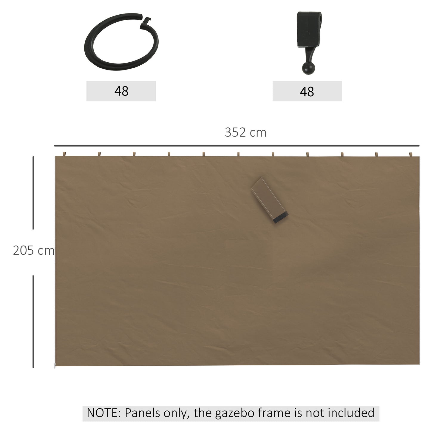 4 Pack Replacement Gazebo Curtains Privacy Panel for Most 3 x 4m Gazebo Canopy Pavillion Outdoor Shelter Sidewalls Accessorie