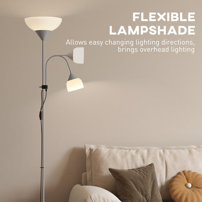LED Floor Lamp for Living Room, 180cm Tall Standing Lamp, Mother and Child Uplighter with Adjustable Gooseneck