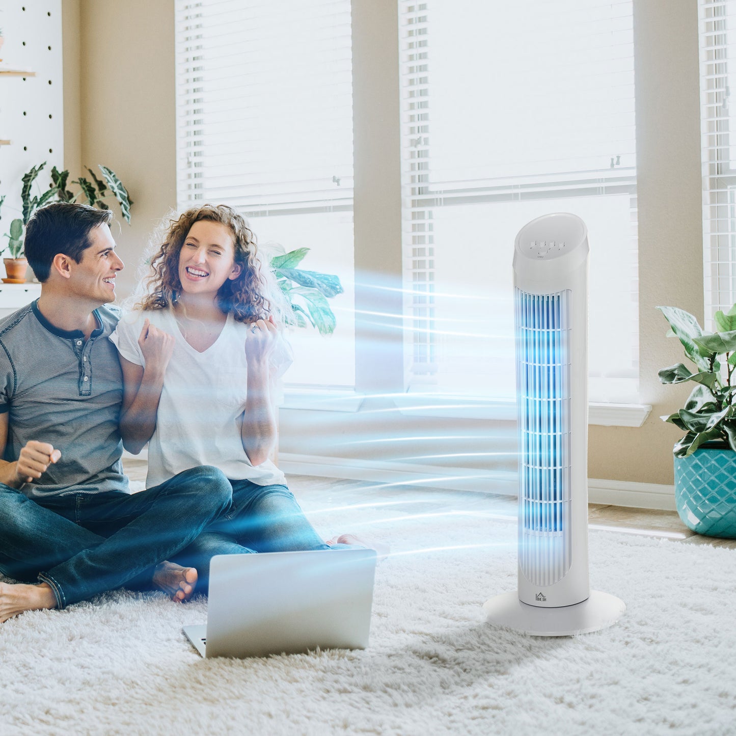 Tower Fan for Bedroom Cooling, 30 Inch Electric 70° Oscillating Fan with 3 Speed Settings