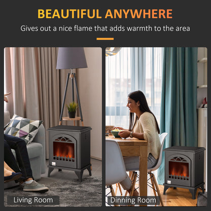 Free Standing Ethanol Fireplace, Bioethanol Heater Stove Fire with 0.9L Tank, 3 Hours Burning Time, Black
