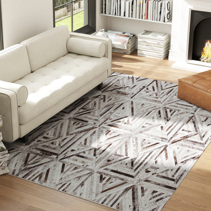 Modern Area Rug, Triangle Pattern Non-Slip Washable Rug, Chenille Floor Carpet for Living Room, Bedroom, Dining Room