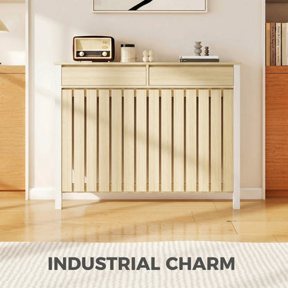 93 x 119cm Rustic-Look Radiator Cover - Oak
