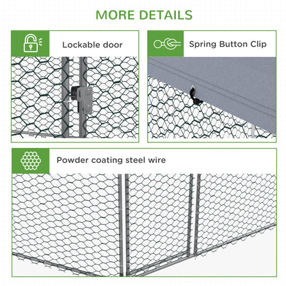 Chicken Coop for 10-15 Chickens, Hens, Rabbits, Ducks, Outdoor Garden Chicken Run, 4 x 3.5 x 2.6m