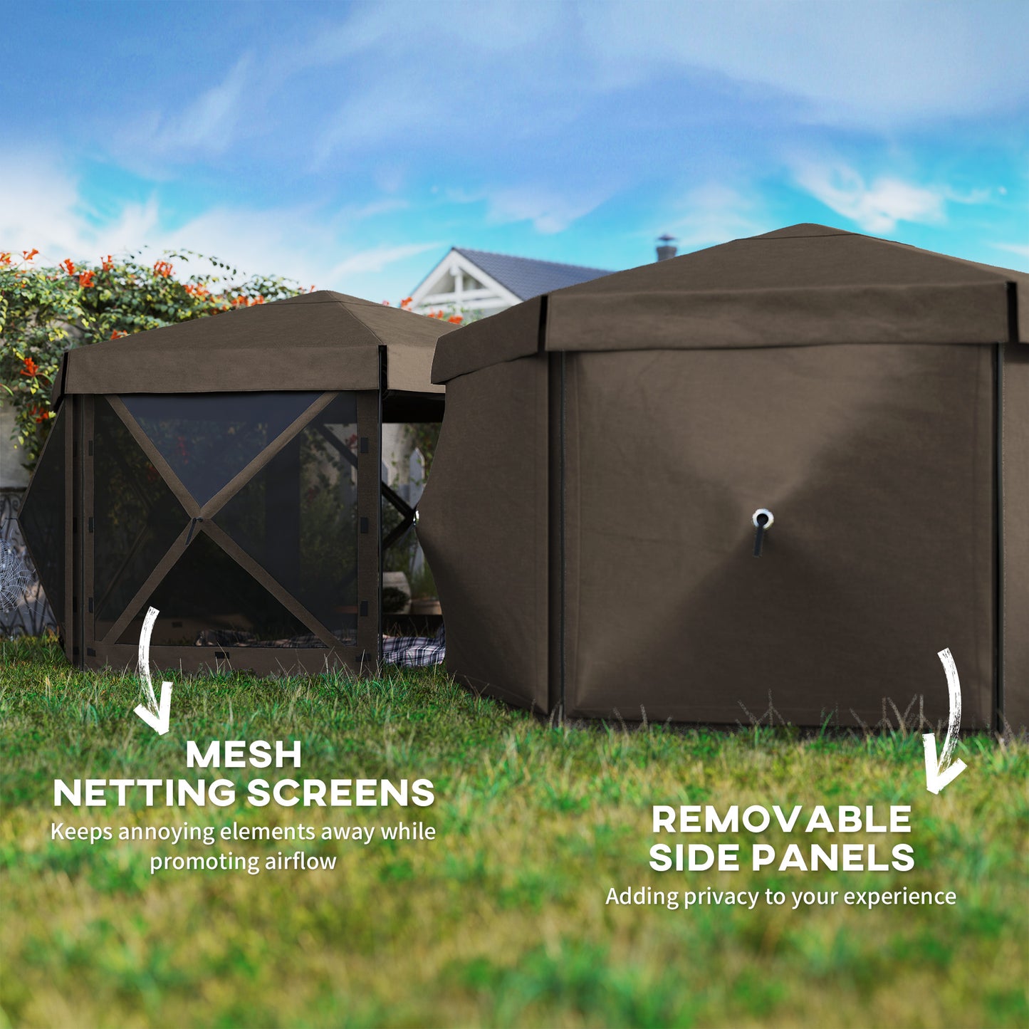 3 x 3(m) Hexagon Pop Up Gazebo with 5 Sides and Carry Bag, Waterproof, UV Resistant Party Tent Instant Event Shelter
