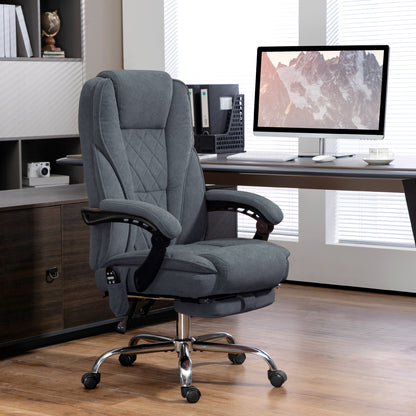 Massage Office Chair, Heated Reclining Computer Chair with Adjustable Height and Footrest, Dark Grey