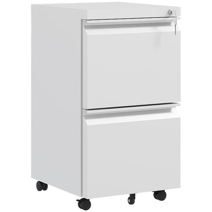 2-Drawer Filing Cabinet w/ Adjustable Hanging Bar Lockable File Cabinet White