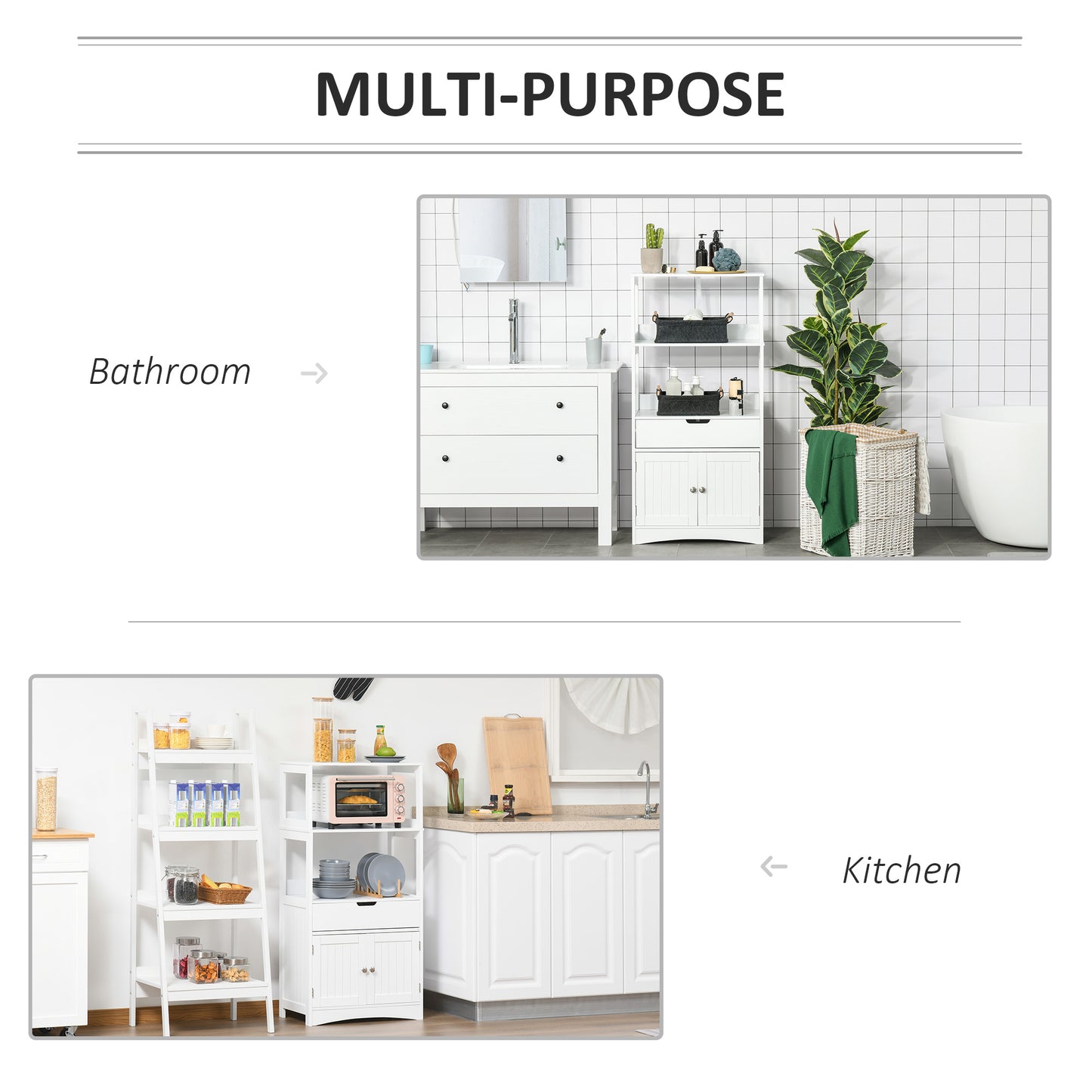 Bathroom Floor Cabinet, Free Standing Kitchen Cupboard with Shelves, Drawer and Doors, Storage Organizer for Living Room