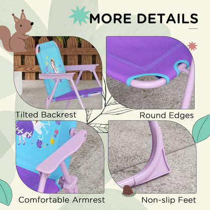 Kids Picnic Table and Chair Set, Fairy Themed Outdoor Garden Furniture w/ Foldable Chairs, Adjustable Parasol