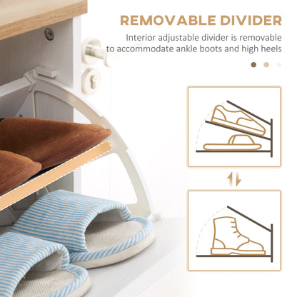 Narrow Shoe Cabinet, Slim Shoe Storage Cabinet with 3 Flip Drawers and Adjustable Shelves