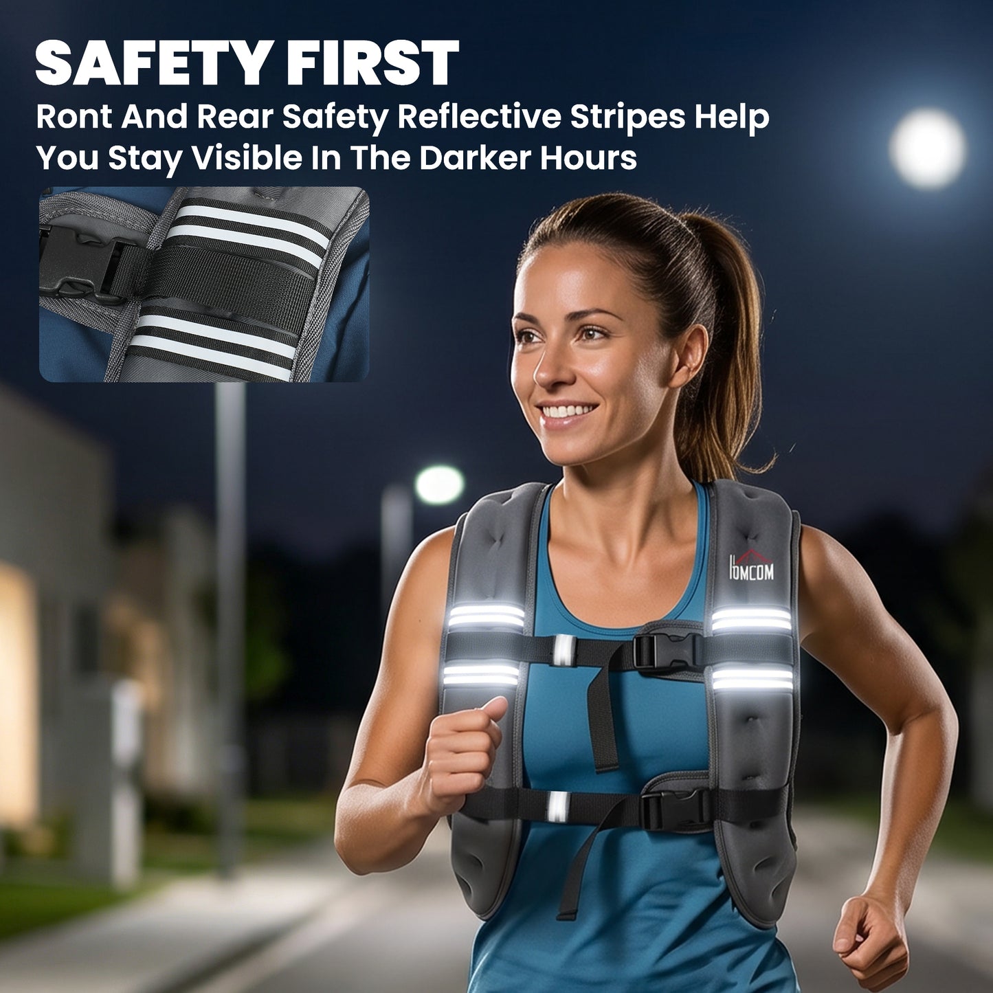 5KG Weighted Vest, Running Weight Vest with Adjustable Strap, Convenient Pocket and Reflective Strips for Men and Women