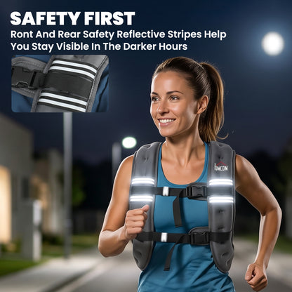 5KG Weighted Vest, Running Weight Vest with Adjustable Strap, Convenient Pocket and Reflective Strips for Men and Women