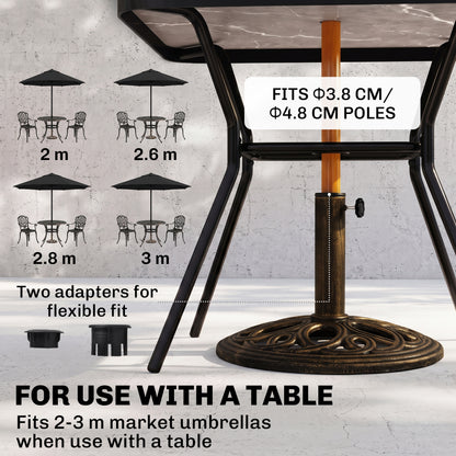 11.5 kg Cast Metal Round Patio Umbrella Base Stand, Umbrella Holder for Outdoor, Patio, Garden, Bronze Tone