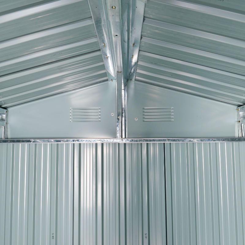 8 x 6ft Galvanised Steel Shed, with Double Door - Light Grey