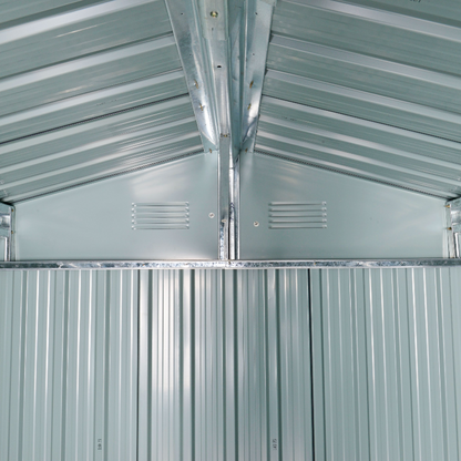 8 x 6ft Galvanised Steel Shed, with Double Door - Light Grey