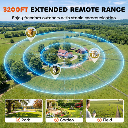 Dog Training Collar with 3200Ft Remote Range, Anti Barking Device with 3 Modes, IPX7 Waterproof, Rechargeable