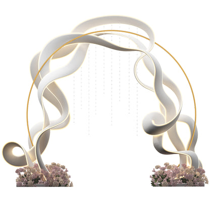 280cm Gold Backdrop Stand, Round Metal Wedding Arch for Birthday Party, Bridal Shower, Graduation, Ceremony