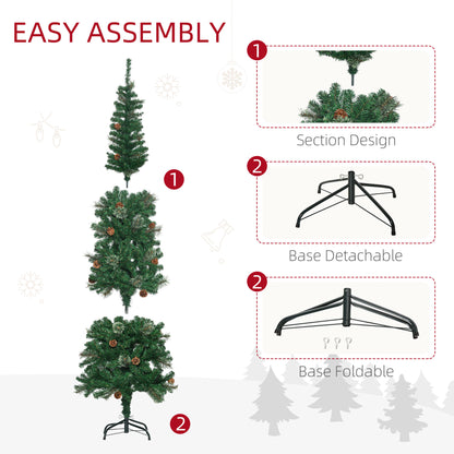 6.5FT Tall Pencil Slim Artificial Christmas Tree with Realistic Branches, Tip Count and Pine Cones, Pine Needles Tree