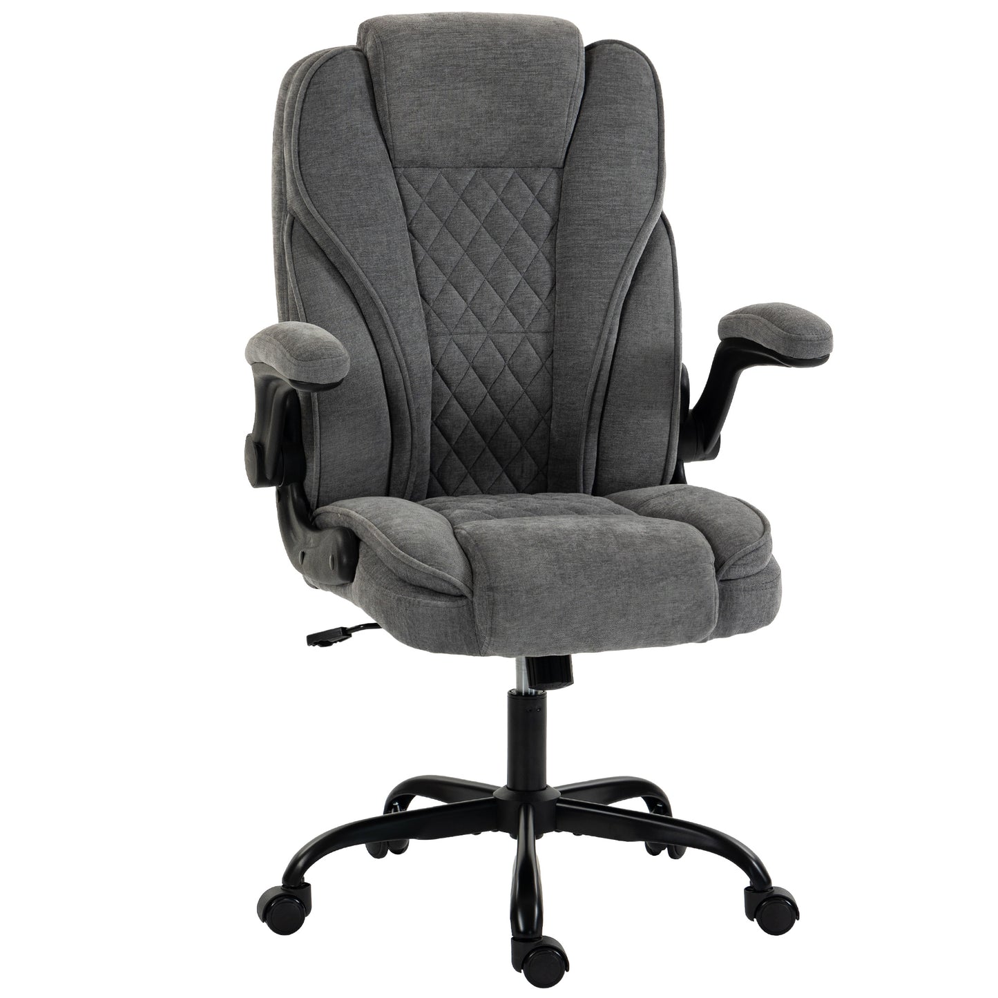 Office Chair, Ergonomic Desk Chair with Flip-up Armrest, Pocket Springs, Swivel Wheels, Adjustable Height, Grey