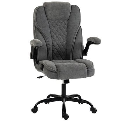 Office Chair, Ergonomic Desk Chair with Flip-up Armrest, Pocket Springs, Swivel Wheels, Adjustable Height, Grey