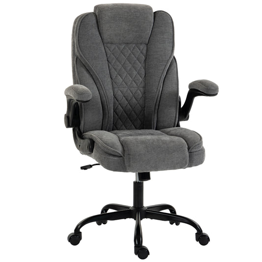 Office Chair, Ergonomic Desk Chair with Flip-up Armrest, Pocket Springs, Swivel Wheels, Adjustable Height, Grey