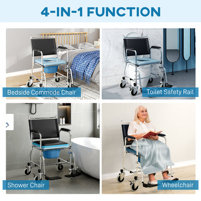 3-In-1 Commode Wheelchair - Black