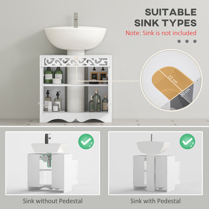 Bathroom Under Sink Storage Cabinet 2 Door Wooden Cupboard Vanity Units