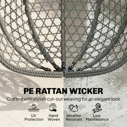 Hanging Egg Chair, Indoor Outdoor Rattan Hammock Swing Chair with Stand, Safety Strap, Foldable Basket, Dark Grey