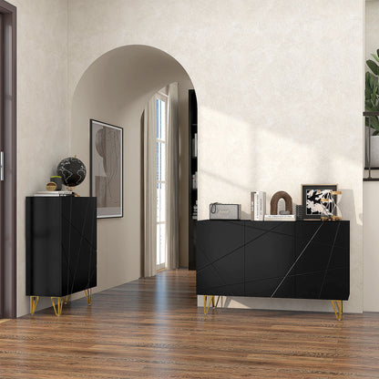 Modern Luxe High Gloss Sideboard, with Hairpin Legs - Black