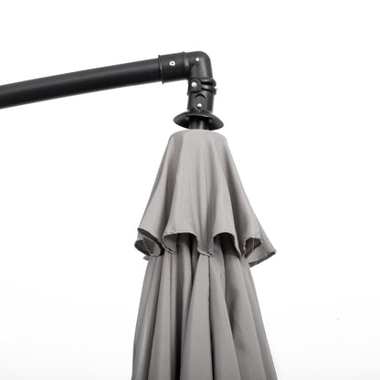 3(m) Cantilever Umbrella 18 Ribs & Vents Adjustable Angle for Patio Light Grey