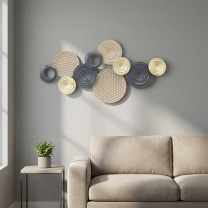 Metal Wall Art, Modern Hanging Wall Decor with Multi-Disc Design for Living Room Bedroom Dining Room