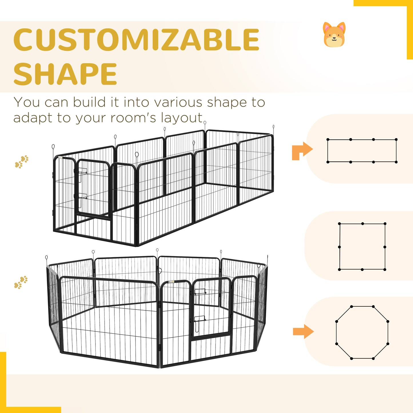 Steel 8 Panel Dog pen Pet Puppy PlayPen Grey