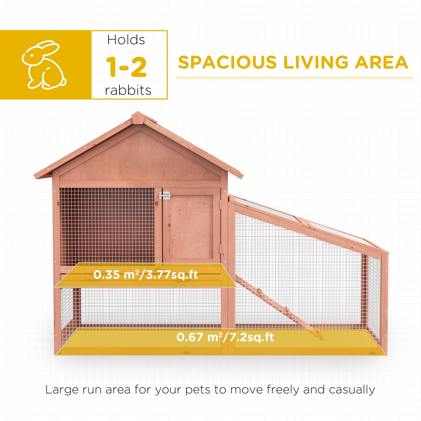 2 Tier Rabbit Hutch Outdoor, Guinea Pig Hutch, Solid Wood Bunny House