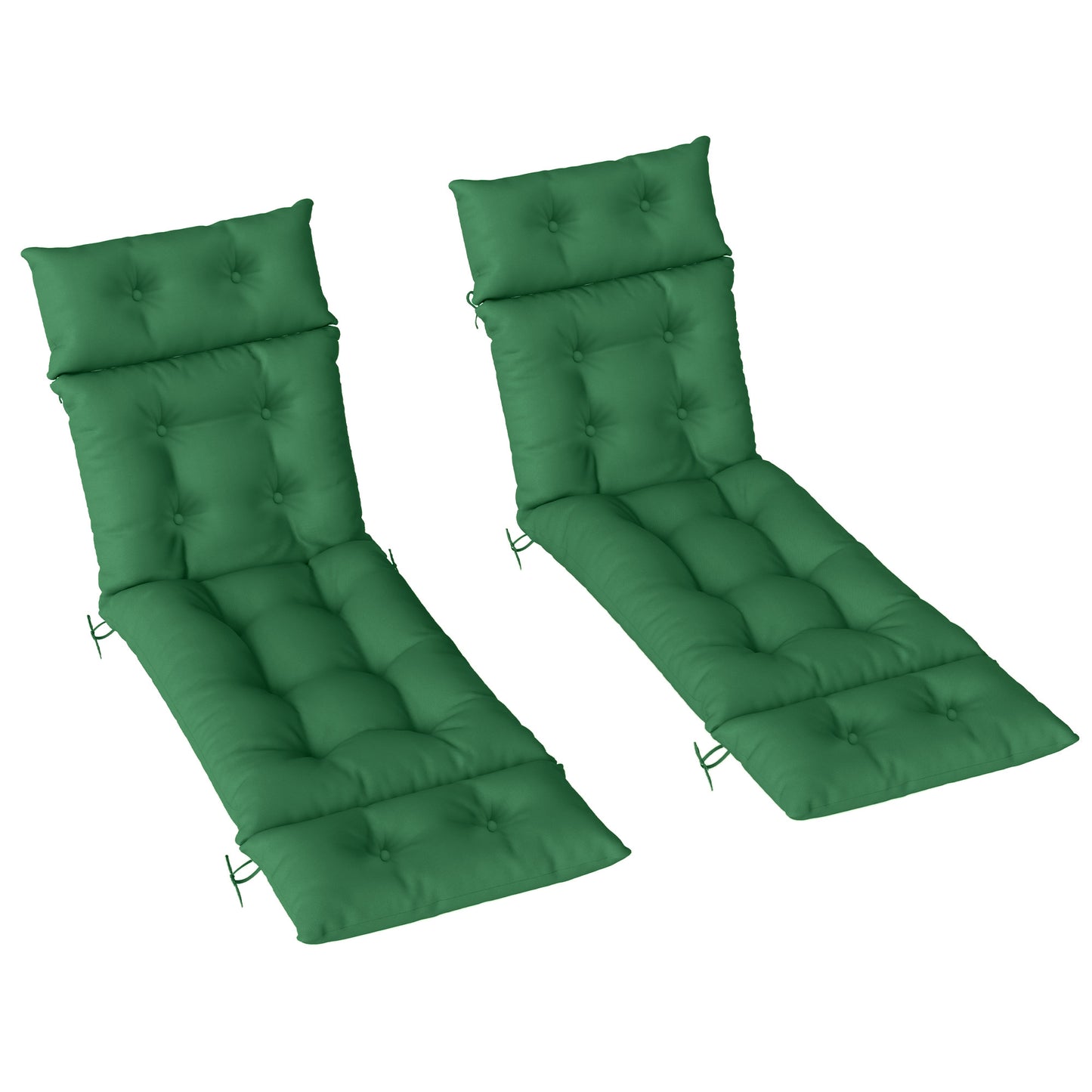 Set of Two 190 x 56cm Sun Lounger Cushions - Green