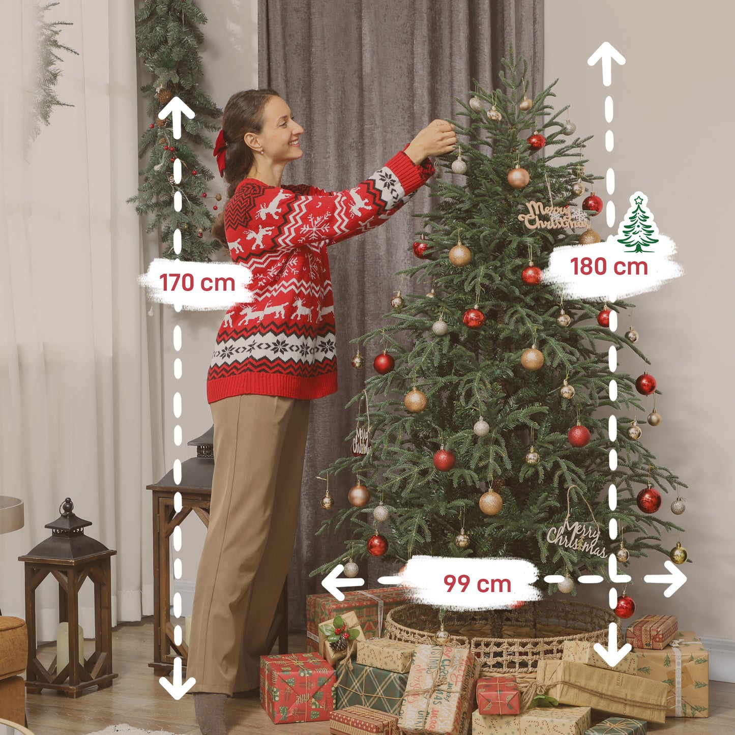 6 ft Full Spruce Christmas Tree with Realistic Dense Tips, Easy Assembly - Green